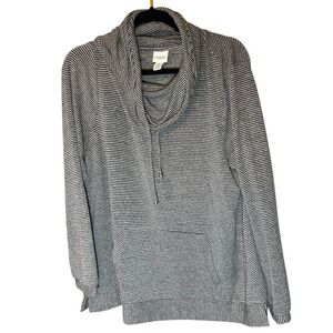 Weekender by Chico Woman's ‎ LongSleeved Shirt Gray/Black Stripes Size 2